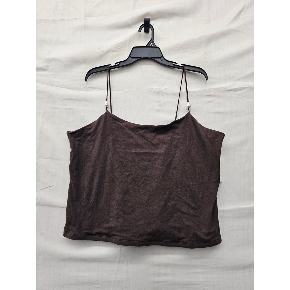 A New Day Womens Cami Tank Top Brown Cotton Blend Casual Size 2XL